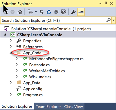 Solution Explorer Console-applicatie